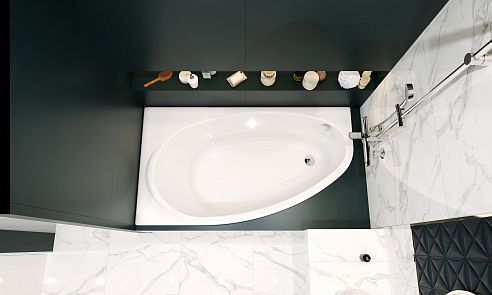 Ванна акриловая Roca Корфу / Corfu асимметричная 160x90 правая белая, 7.2485.7.400.0