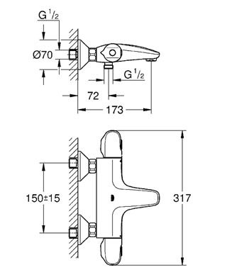 Термостат для ванны  Grohe Grohtherm 1000 New 34155003