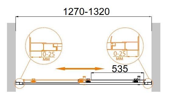 Душевая дверь Cezares MOLVENO-BF-1-130-P-Cr