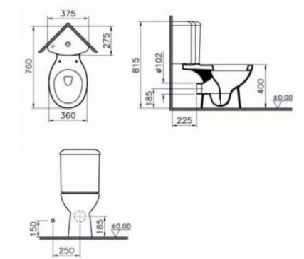 Унитаз угловой Vitra  ARKITEKT с крышкой микролифт, 9754B003-7201