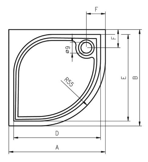 Душевой поддон Riho KOLPING DB14  90х90х3, DB1400500000000
