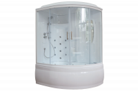Гидромассажный бокс Royal Bath 150х100х225, прозрачное стекло, белый профиль, левая, RB 150ALP-T-L