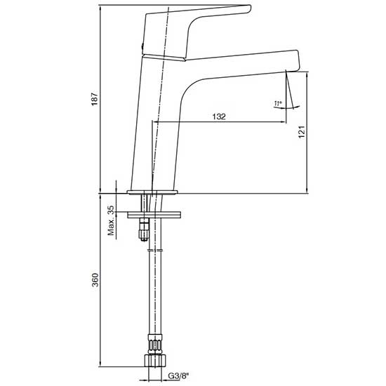 Смеситель для раковины E.C.A. Luna хром, 102108940EX