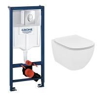 Инсталляция Grohe Rapid SL 3 в 1 накладной панелью Skate Air с подвесным унитазом TESI AquaBlade, то