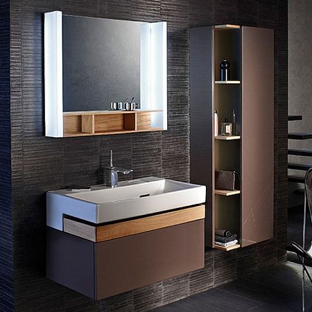 Зеркало Jacob Delafon Terrace, 100см, с полочкой,  белый/дерево, EB1182-NF