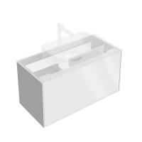 Тумба подвесная Kerama Marazzi Plaza Modern/Плаза Модерн 100 push 2 ящика, белая матовая, KMPMCb100MWh2