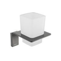 Подстаканник IDDIS Slide, одинарный, графитовый матовый, стекло матовое, SLIGMG1i45