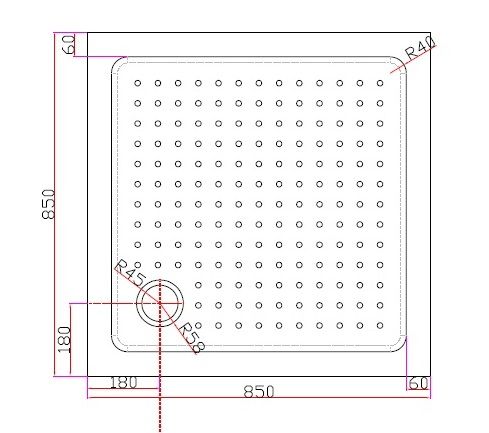Поддон акриловый Cezares квадратный 850x850x150, TRAY-A-A-85-15-W