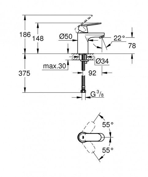 Смеситель для раковины Grohe Eurosmart Cosmopolitan, хром, 32824000