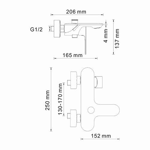 Смеситель для ванны WasserKRAFT Dinkel 5800, 5801