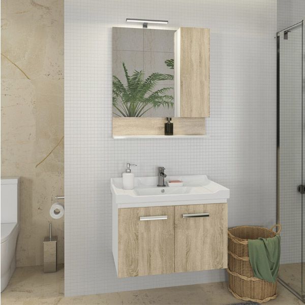Тумба-умывальник Comforty Рига 70 дуб сонома с раковиной Comforty 9335-70