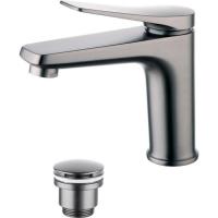 Смеситель для раковины Lemark Bronx, с донным клапаном, графит, LM3706GM