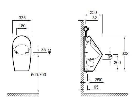 Писсуар Jacob Delafon PATIO /33.5х63.2х30/, E1545-00