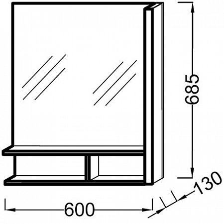 Зеркало Jacob Delafon Terrace, 60см, с полочкой,  белый/дерево, EB1180D-NF