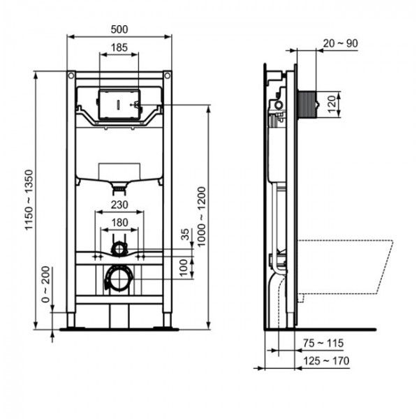 Промо-комплект 3 в 1 Ideal Standard: Инсталляция ProSys + Подвесной унитаз ESEDRA (T318101+R020467 +