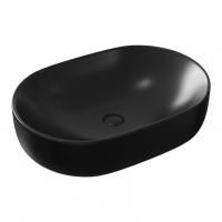 Раковина BelBagno, 60 см, керамическая накладная, овальная, черная матовая, BB1084-H301