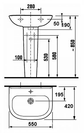 Раковина Roca Ria 550x420, 1 отверстие, Z.RU93.0.281.2