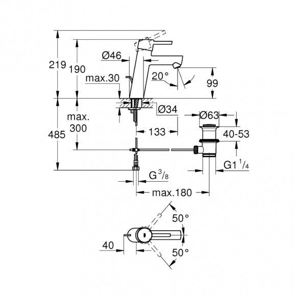 Смеситель для раковины Grohe Concetto, хром, 23450001