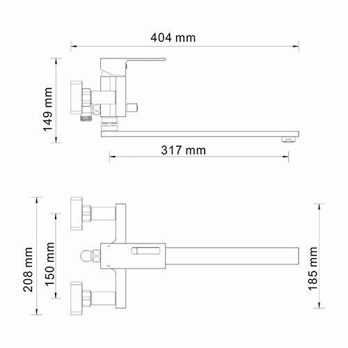 Смеситель для ванны WasserKRAFT Alme 1500, 1502L