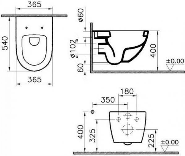 Унитаз подвесной Vitra SENTO с крышкой микролифт,  4448B003-6073