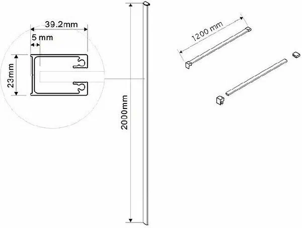 Пристенный профиль Vincea Walk-In, для душевой перегородки, хром, VHW-1W