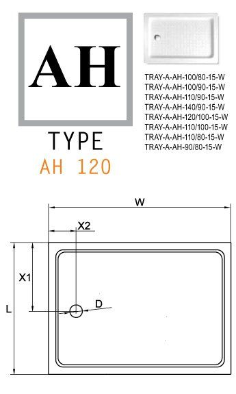 Поддон акриловый Cezares прямоугольный 1200x800x150, TRAY-A-AH-120/80-15-W0