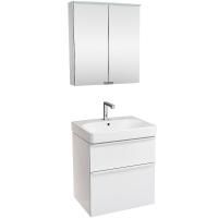 Комплект мебели для ванной Geberit Smyle Square 60 см, (тумба, раковина, зеркальный шкаф), белый гля