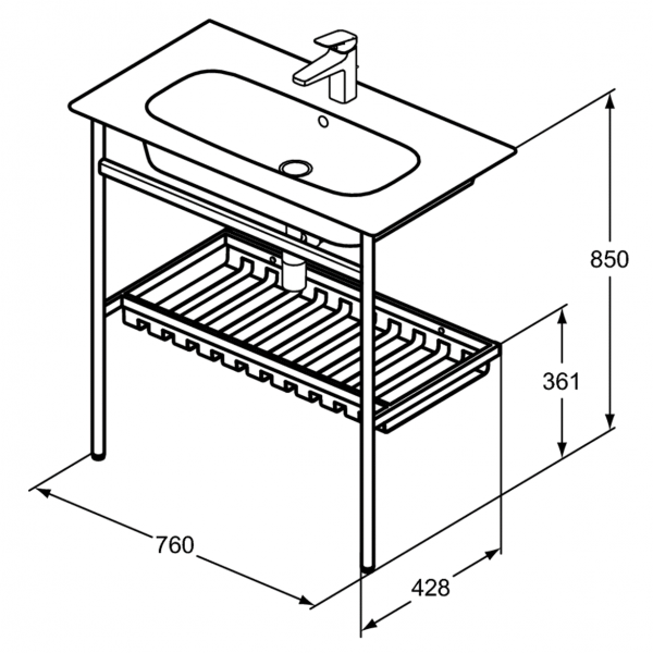 Раковина Ideal Standard i.life Vanity 84x46 см с отверстием под смеситель, T462001