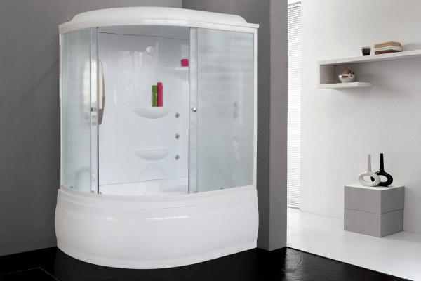 Гидромассажный бокс Royal Bath 170х100х225, матовое стекло, белый профиль, правая, RB 170ALP-С-R