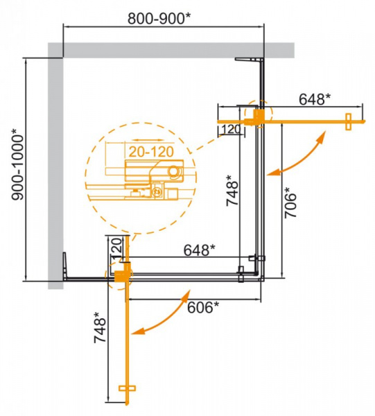 Душевая кабина Cezares SLIDER-AH-2-80/90-90/100-C-Cr