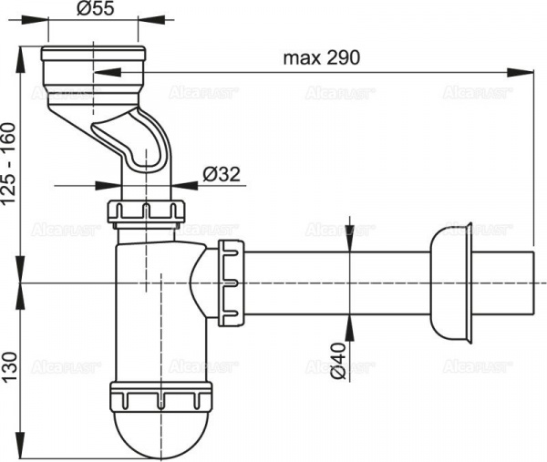 Cифон для писсуара с манжетой A45A A45A