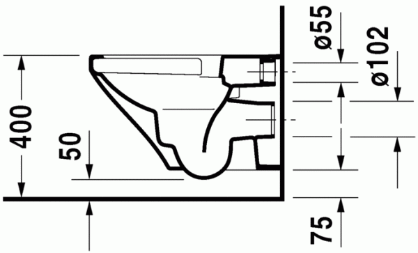 Унитаз подвесной Duravit DuraStyle Rimless безободковый, без сиденья, белый глянцевый , 2538090000