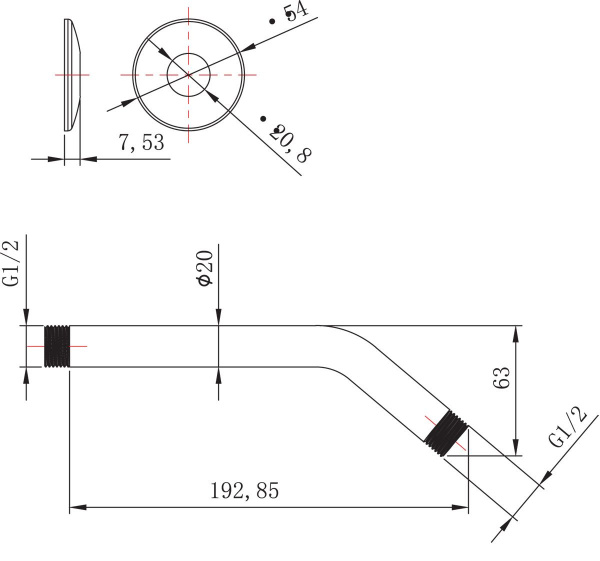 Держатель для верхнего душа Lemark, LM8031C