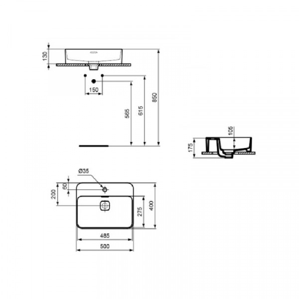Раковина Ideal Standard STRADA II Vessel, 50 см, T296601