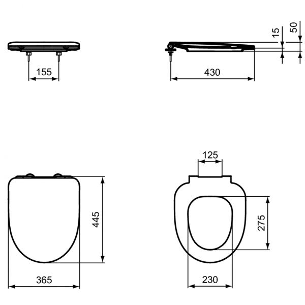 Сидение и крышка Ideal Standard i.life A для унитаза с функцией плавного закрытия, T467601