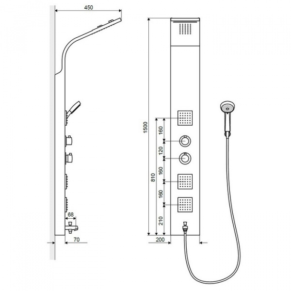Душевая панель термостатическая Excellent More Termo, ARAC.ML9304T