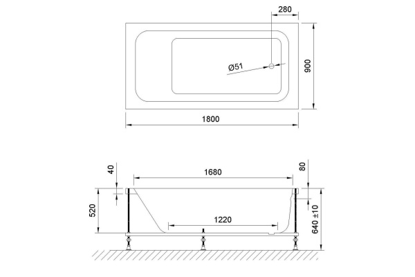 Ванна акриловая Royal Bath ACCORD  180х90х64 см, белый, RB627100