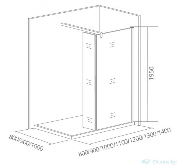 Душевая стенка Bas WALK IN SP2-90-C-B