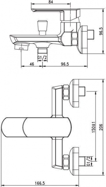 Смеситель для ванны Aquanet Cinetic AF120-20С