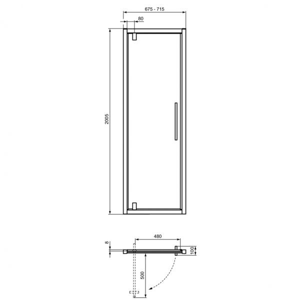 Душевые двери Ideal Standard I.Life PV 70 см для установки в нишу, T4835EO