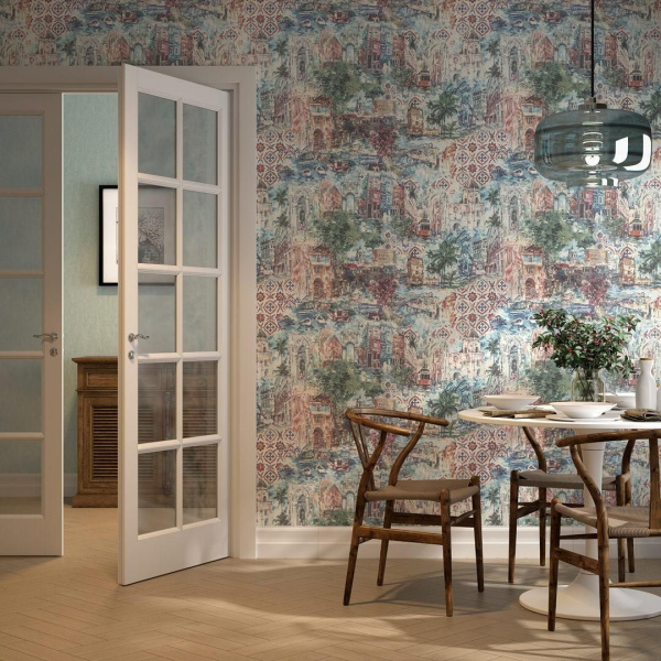 Обои виниловые Kerama Marazzi Впечатление мотив, зелёный, KM6602