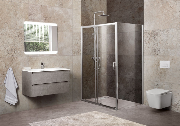 Душевая кабина BelBagno Unique (1200-1350)x1000x1900, прозрачное стекло, хромированный профиль, UNIQ