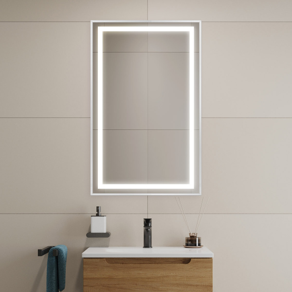 Зеркало BelBagno 50*80 см, в алюминиевой раме, SPC-KRAFT-500-800-SENS-AL