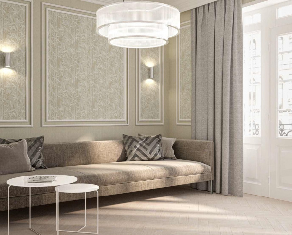 Обои виниловые Kerama Marazzi Бамбук мотив, беж светлый-зеленый, KM5003