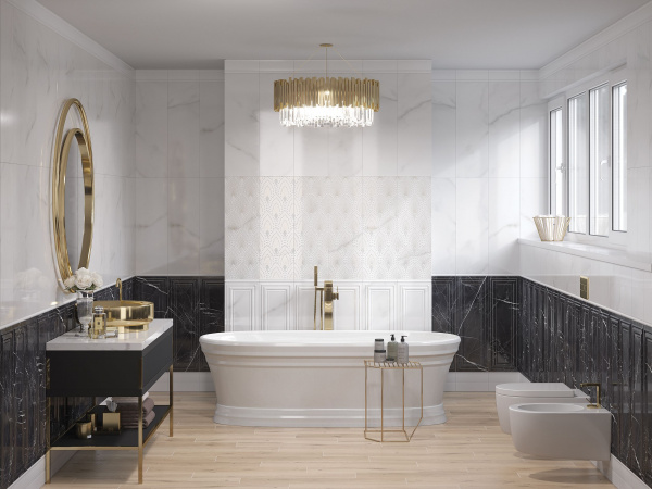 Настенная вставка Meissen Keramik Gatsby белый 25x75 GT2U051