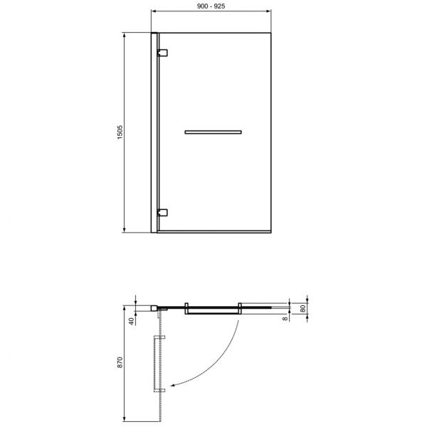 Шторка для ванны Ideal Standard I.Life 90х150 см левая, T4889EO