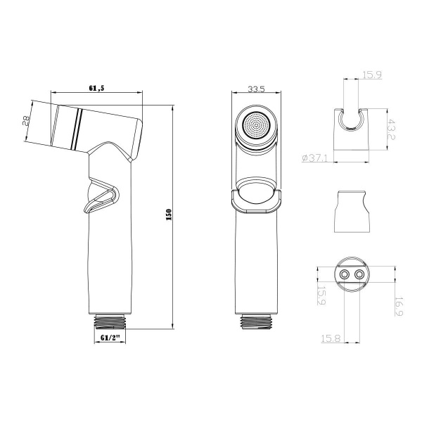 Гигиенический душ Lemark (лейка, шланг, держатель), LM8088BL