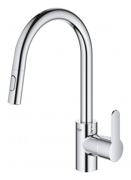 Смеситель для кухни Grohe Eurostyle Cosmopolitan, с высоким, выдвижным изливом, хром, 31482003