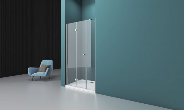 Душевая дверь BelBagno 1850x1950, прозрачное стекло, хромированный профиль, ALBANO-BS-13-100+90-C-Cr