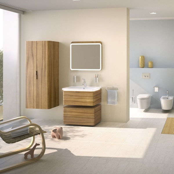 Тумба с раковиной Vitra Nest Trendy 80,  с LED подсветкой, натуральная древесина, 56138
